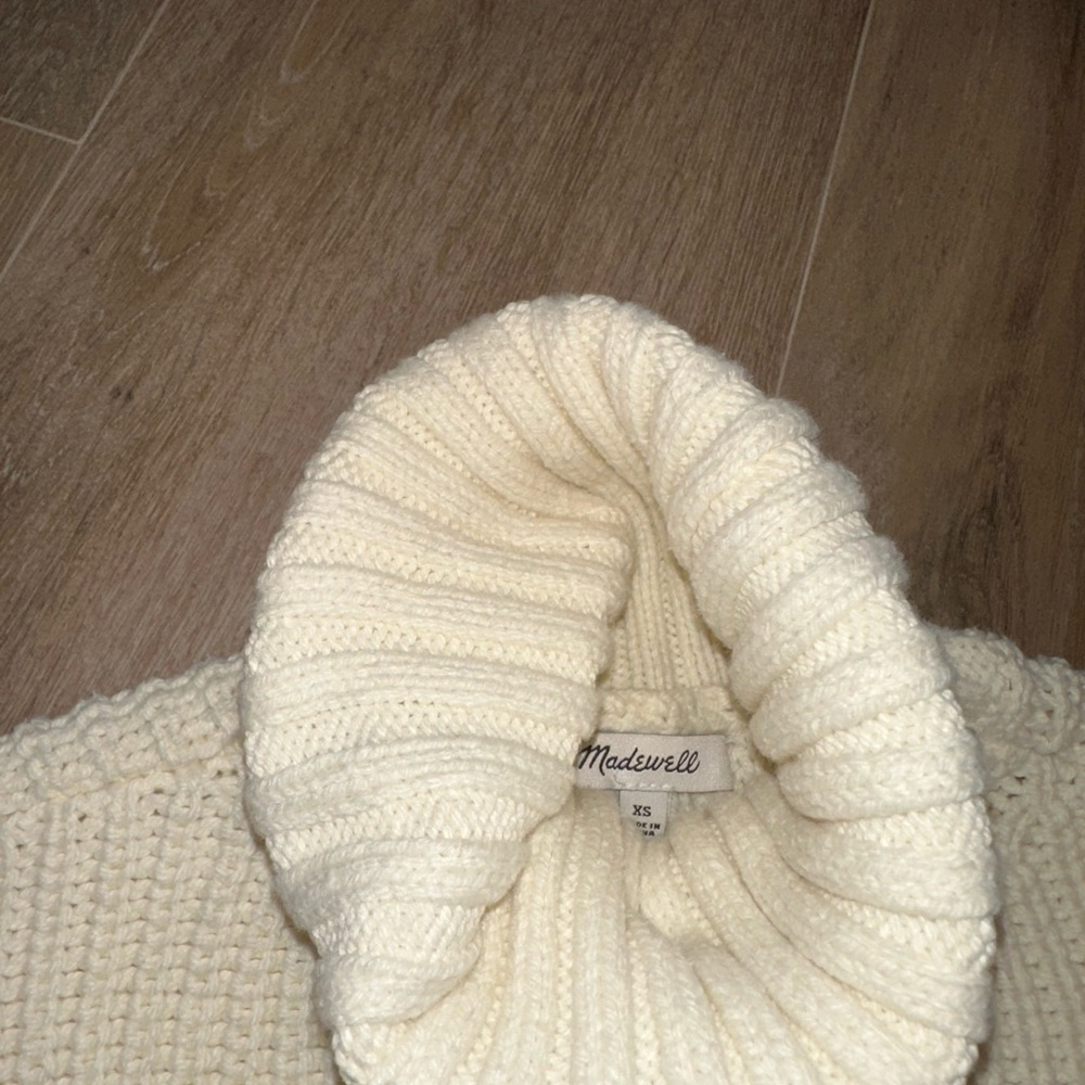 Madewell Cream & Green Striped Turtleneck Sweater XS Cozy - Picture 2 of 3